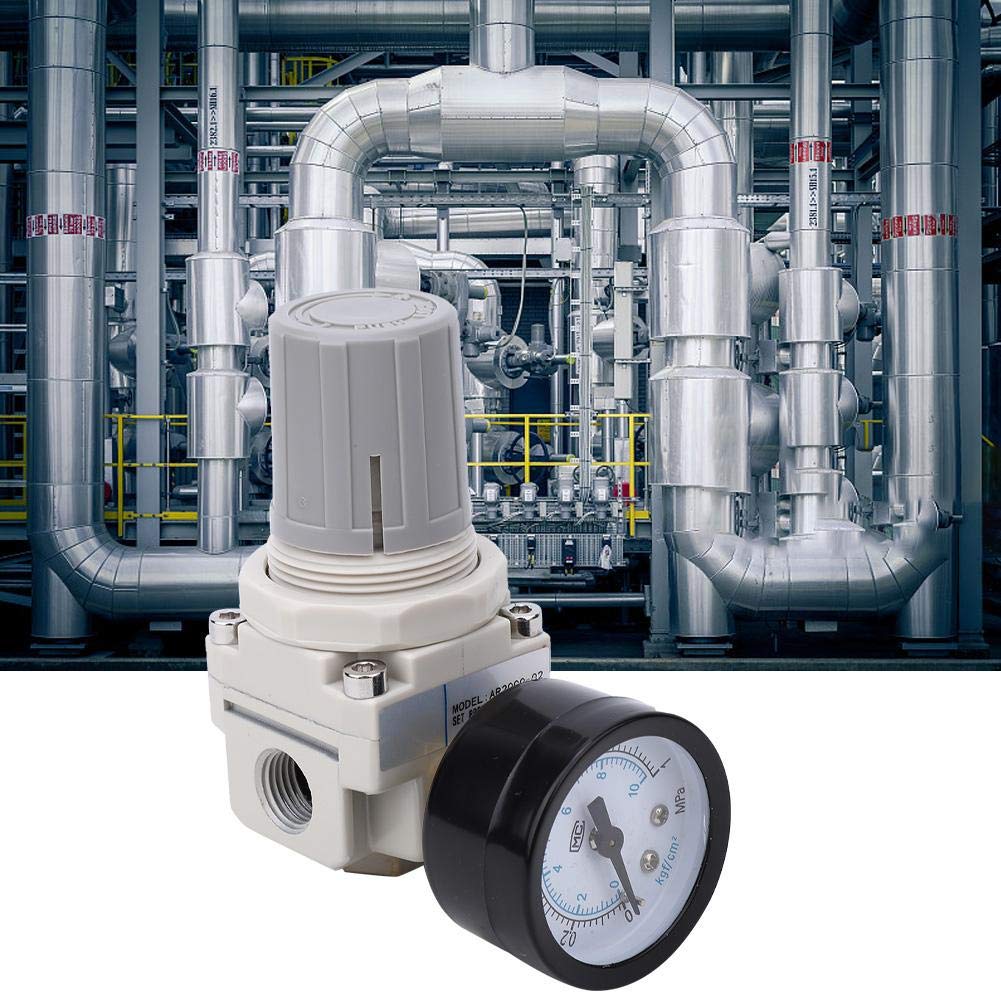 Regolatore Pressione Pneumatico AR2000-02 1/4" con Manometro Integrato e Filtro per Aria Compressa Precisione 0.05-0.85MPa per Officine Industriali e Sistemi Pneumatici Attrezzi