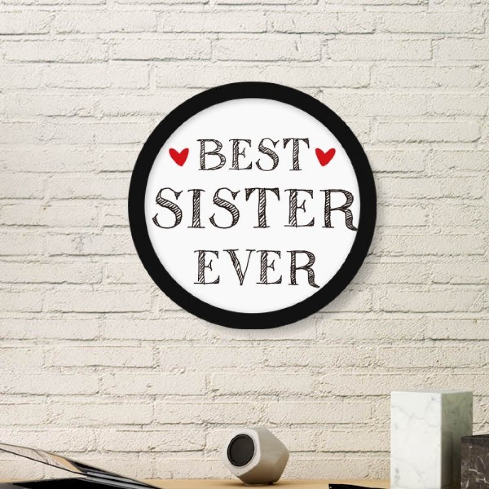 Cadeau soeur cadre photo rond noir avec citation tendre