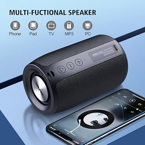 Vista 4 de ZEALOT Altavoces Bluetooth portátiles, altavoz inalámbrico, S32 Samll altavoz al aire libre, impermeable IPX5, emparejamiento Negro