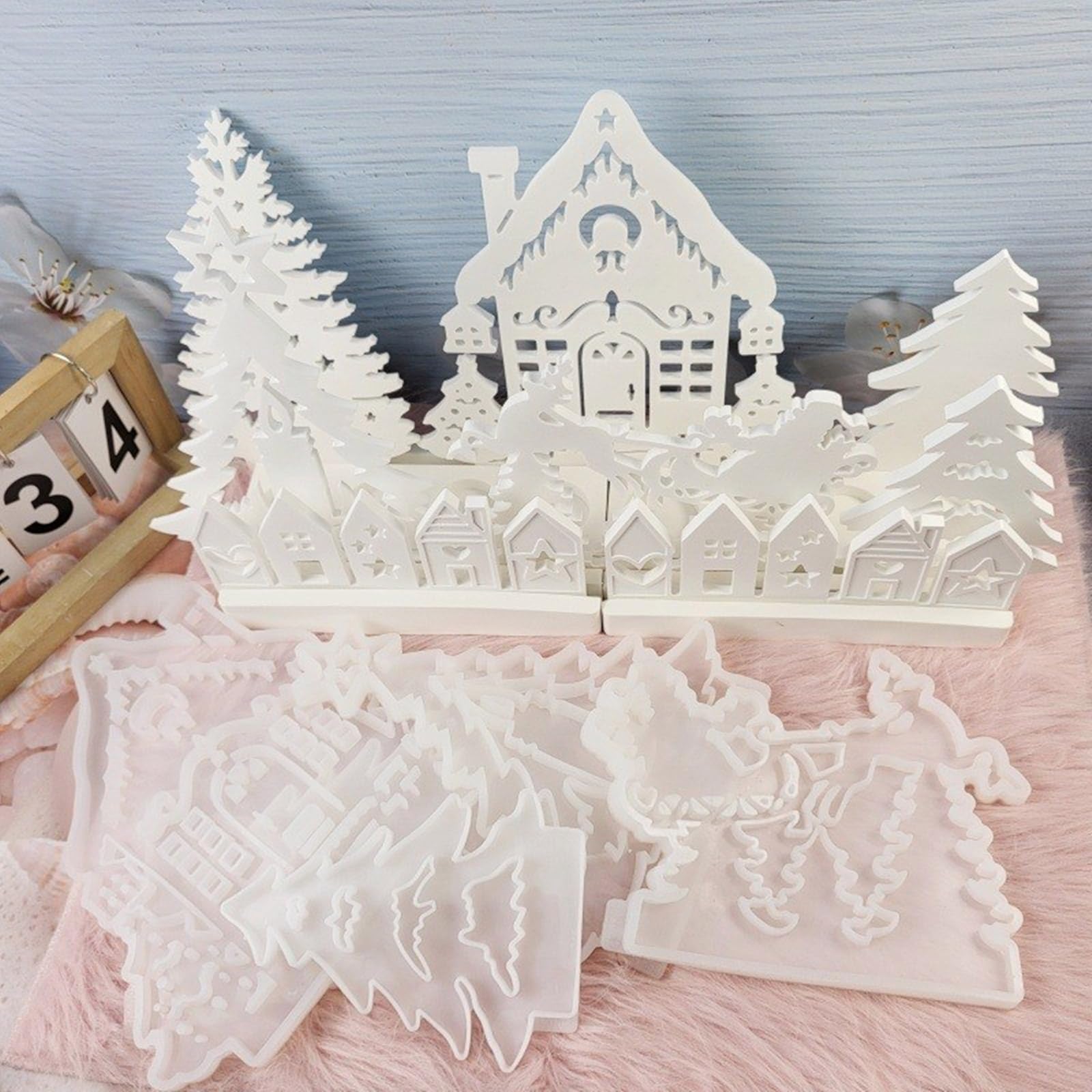 8 portacandele in silicone a tema natalizio per resina epossidica, portacandele, supporto, stampi per decorazioni natalizie