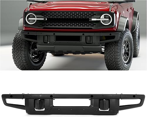 KUAFU Parachoques delantero compatible con Ford Bronco Super Duty 2021-2024 con orificios de sensores con recubrimiento en polvo, color negro