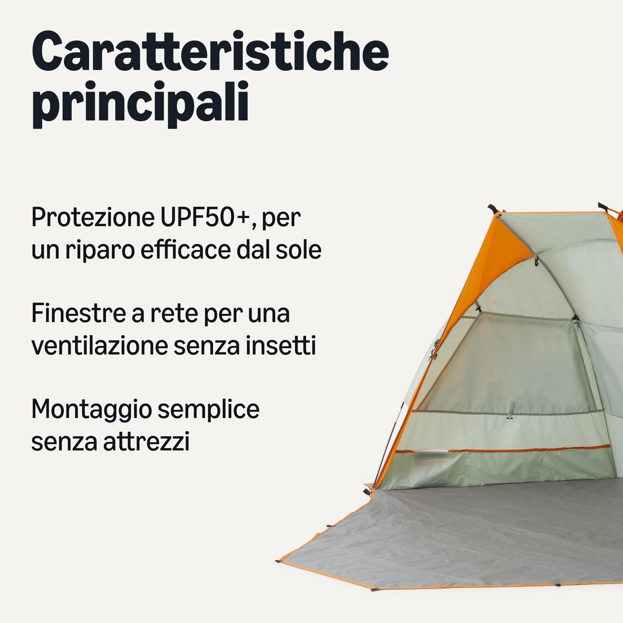 Amazon Basics Tenda parasole da campeggio, Grigio e arancio, 2.1 x 1.2 x 1.2m (LxWxH)