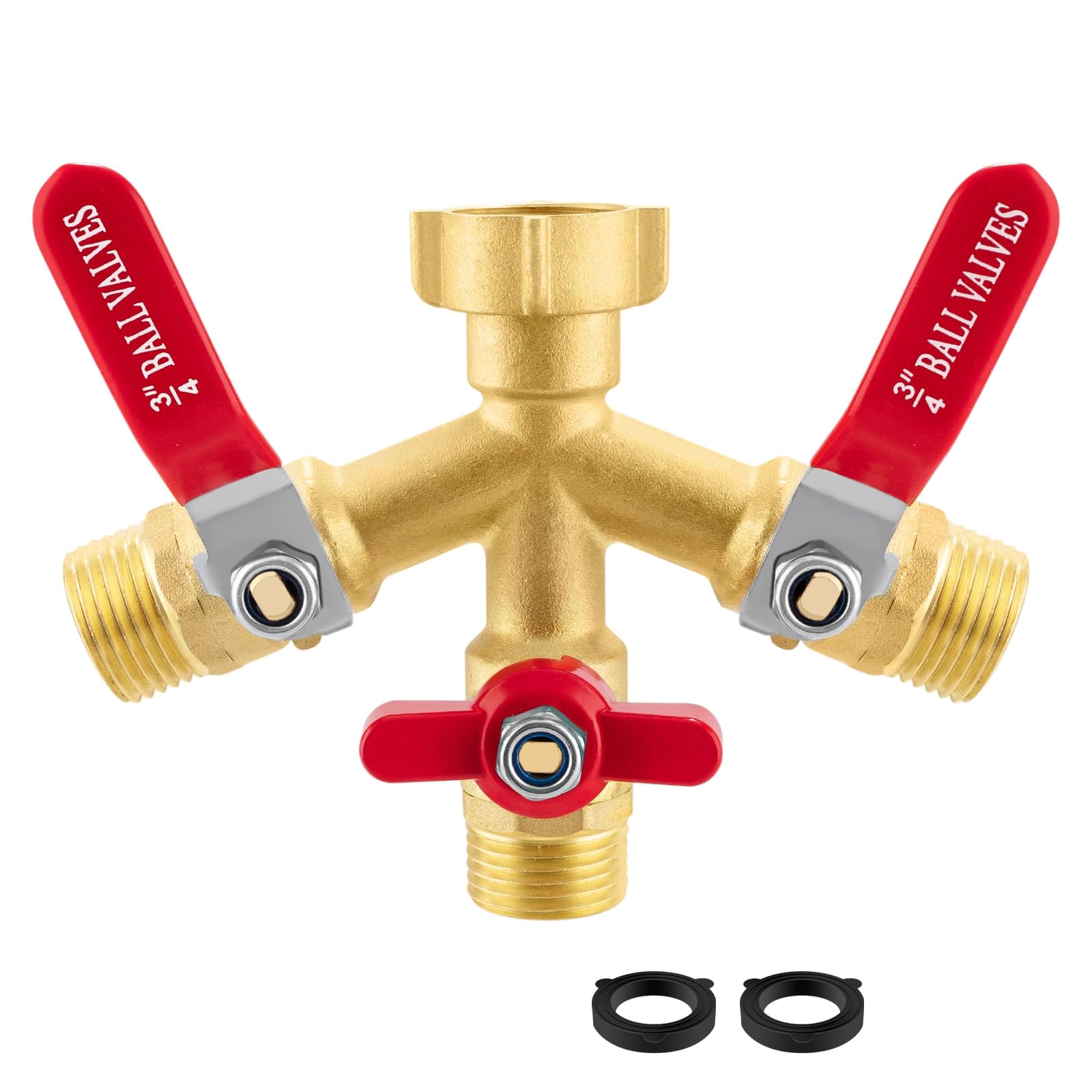 Msioytog Multicolor Erosion Resistant 3 Way Water Faucet Splitter With Ergonomic Handles & Leak Proof Designs For Outdoor Watering Tasks Easy Installs Water Gate
