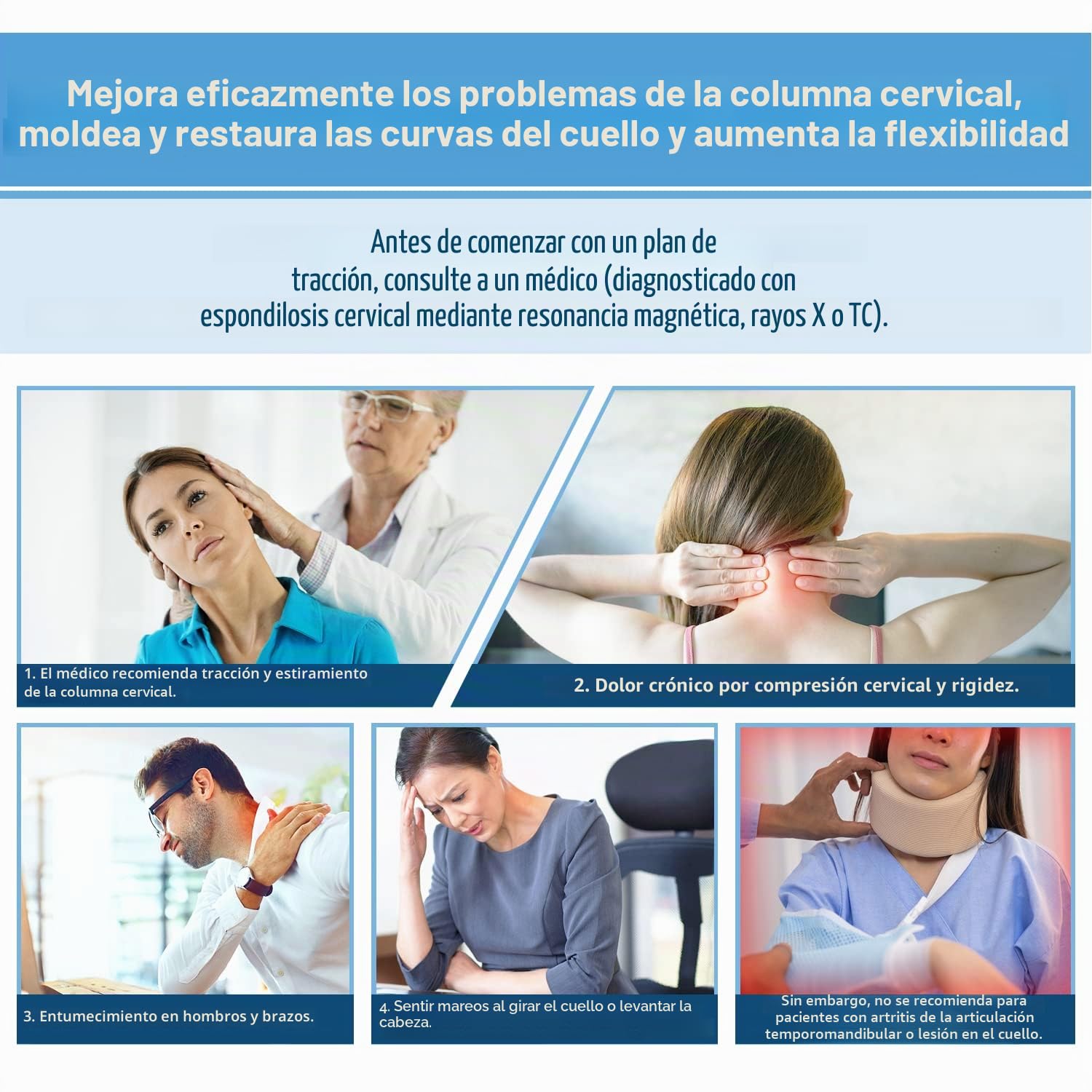Dispositivo de Tracción Cervical Eléctrico Ajustable - Alivia el Dolor de Cuello y Cuello - Fácil de Usar en Postura de Pie - Terapia de Tracción para Aliviar la Tensión y Mejorar la Movilidad
