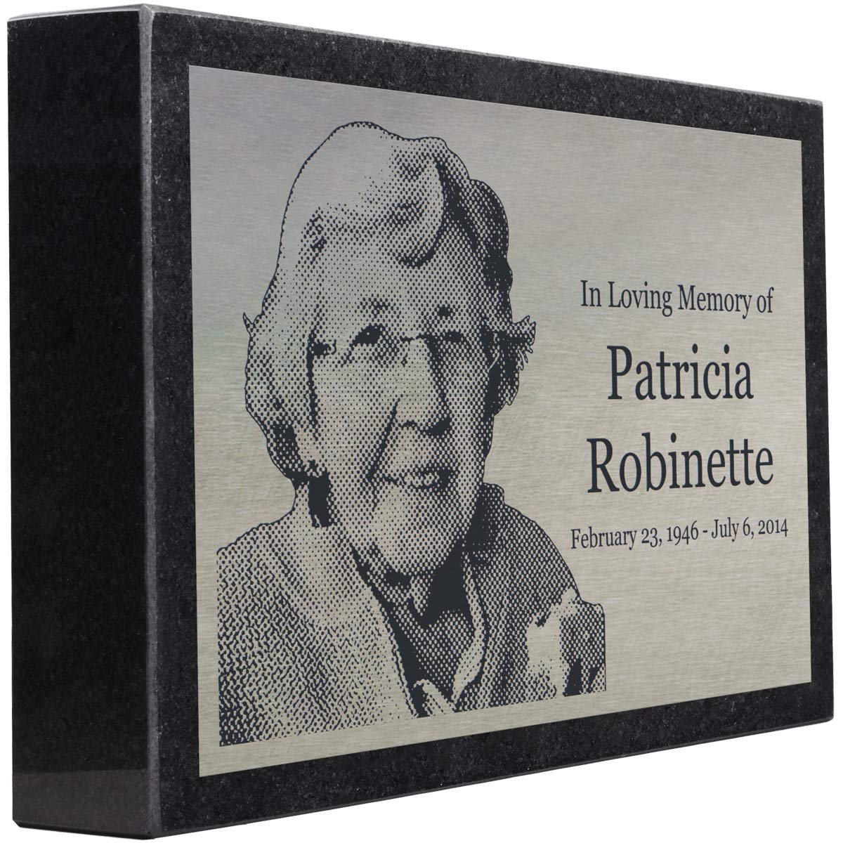 Stainless Steel and Granite Memorial Headstone - Markers for Lost Family Members, Infants, Loved Ones, Friends, Dogs, Cats, and Other Family Pets. (12 x 8 x 2)