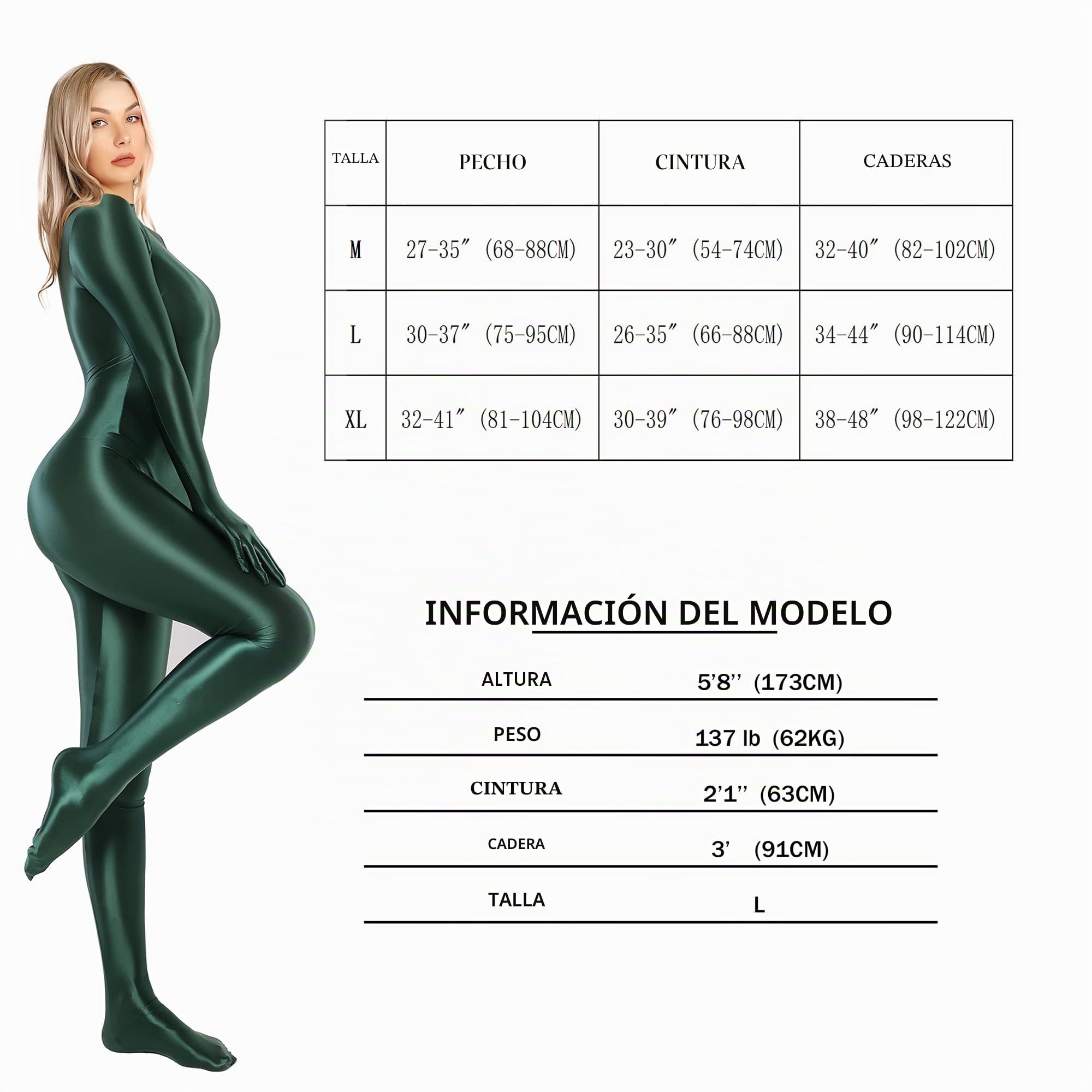 Body completo brillante 130D para mujer, traje de baño de una pieza con cremallera trasera brillante