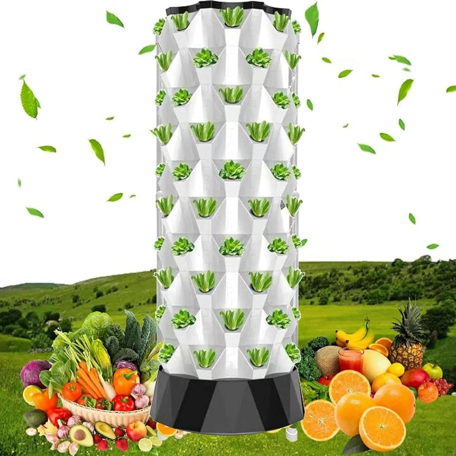 Hydroponic Tower Self-Watering Growing System, 48/64/80 Plants Sites Indoor Vertical Gardening Grow Kit, Farm Greenhouse Hydroponic Grow System with Water Pump, Net Pots,8floors//1pc (10floors )