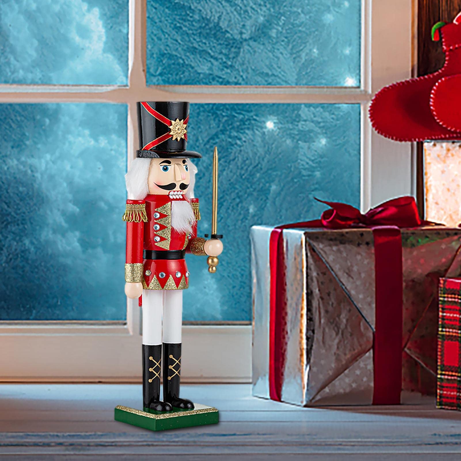 38cm Weihnachts Nussknacker - Handbemalte Holzfigur Für Festtagsdekoration