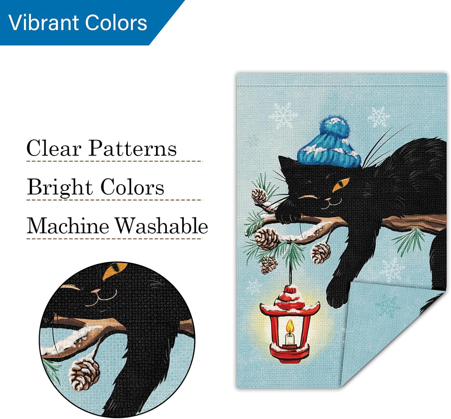 Louise Maelys Welcome Winter Garden Flag 12x18 Double Sided, Burlap Small Snow Yard House with Black Cat for Outside Outdoor Decoration - Image 5