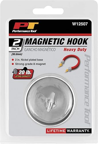 Miniatura 2 de Performance Tool W12507 Gancho magnético de 2 pulgadas para almacenamiento seguro y organización de herramientas y objetos metálicos
