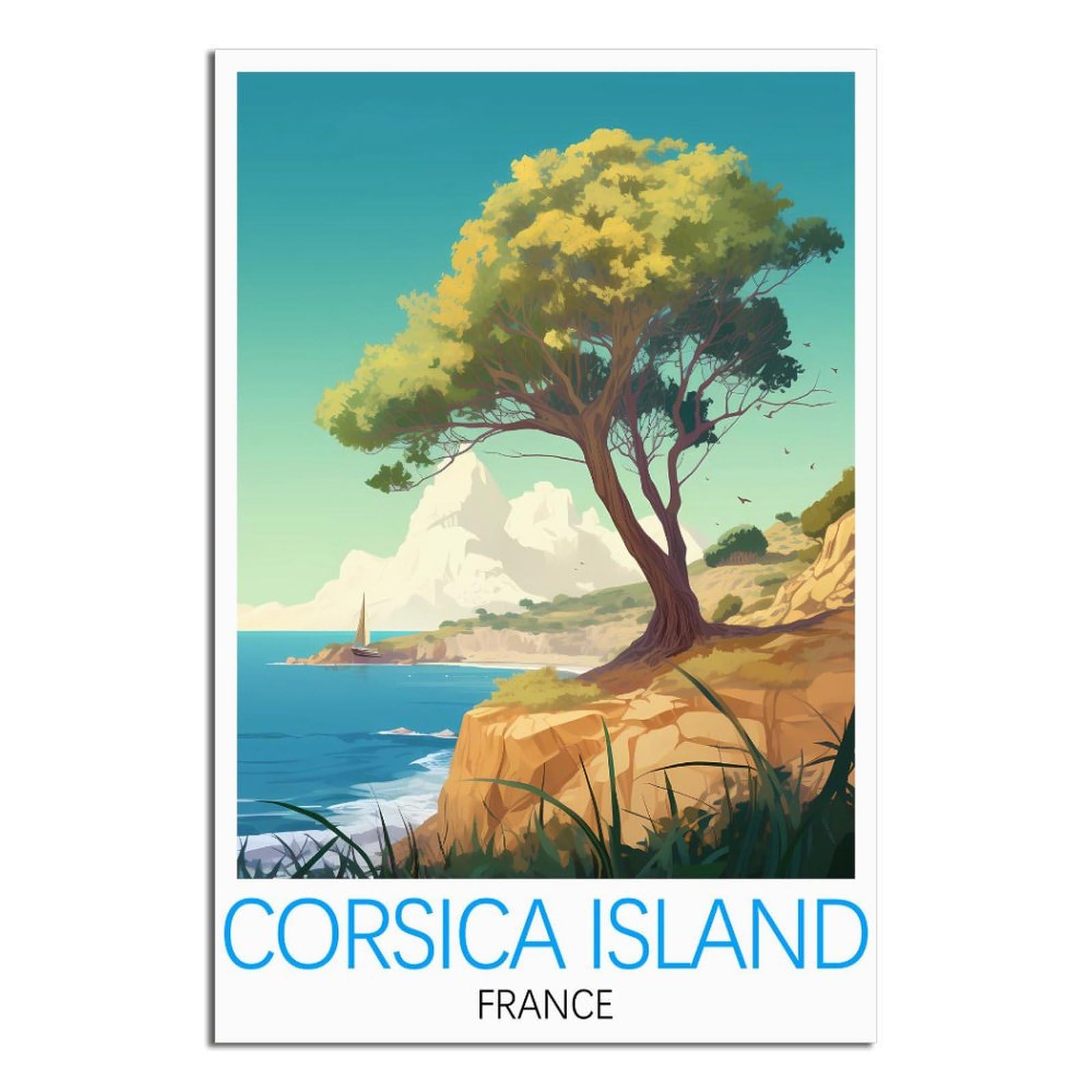 EZMLFA Diamond Painting Art Kits,Corsica Island France,5D Diamond Painting Kit for Adults Beginners, DIY Full Round Drill Gem Art Kits for Home Decor 30x40cm