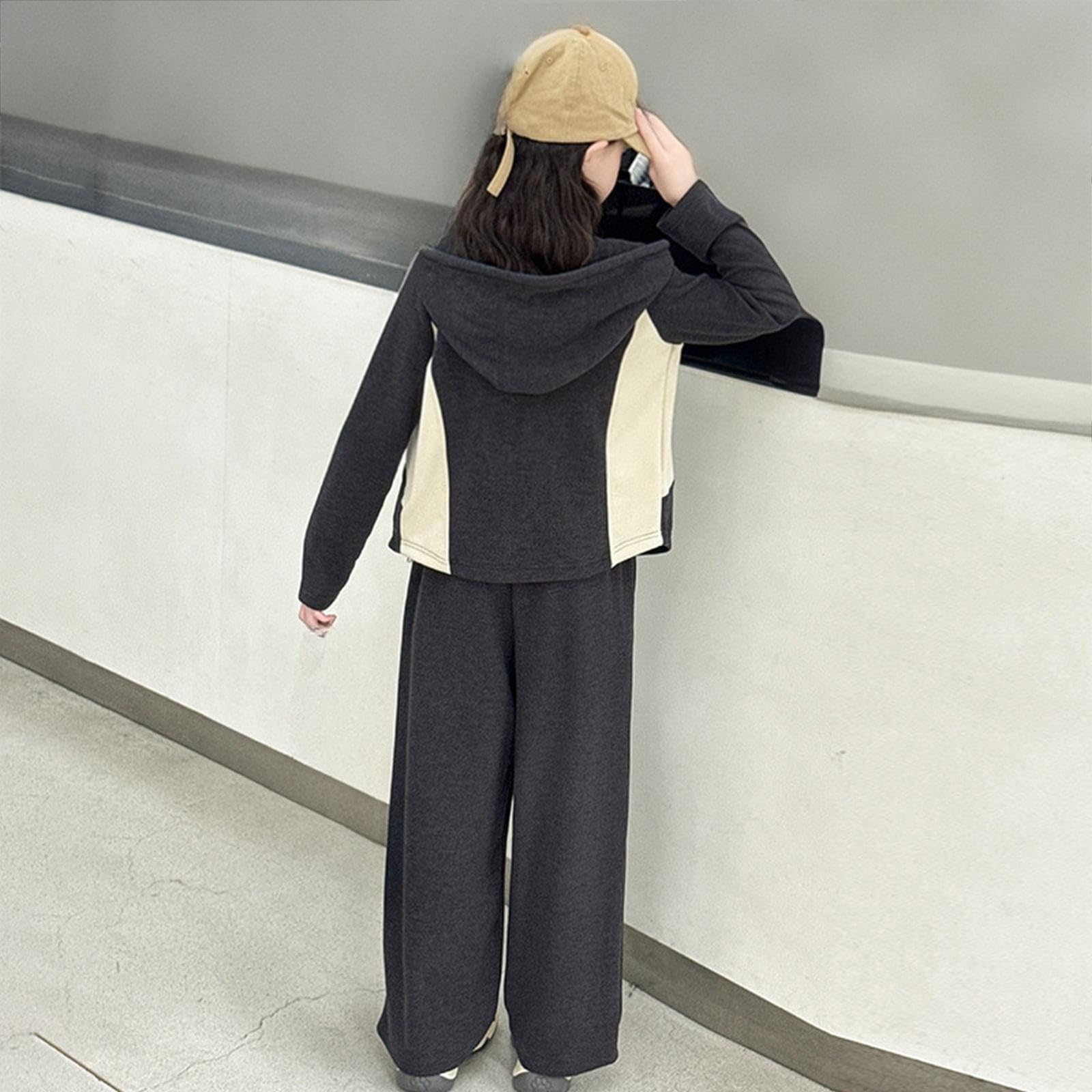 Conjunto de chándal de pierna ancha con cremallera completa para