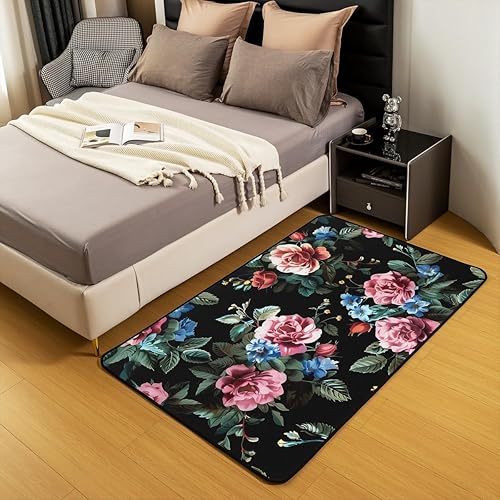 Miniatura 5 de Feelyou Alfombras de sala de estar, alfombra de 5 x 7 pulgadas, retro, floral, bohemio, alfombra decorativa para interiores, diseño floral