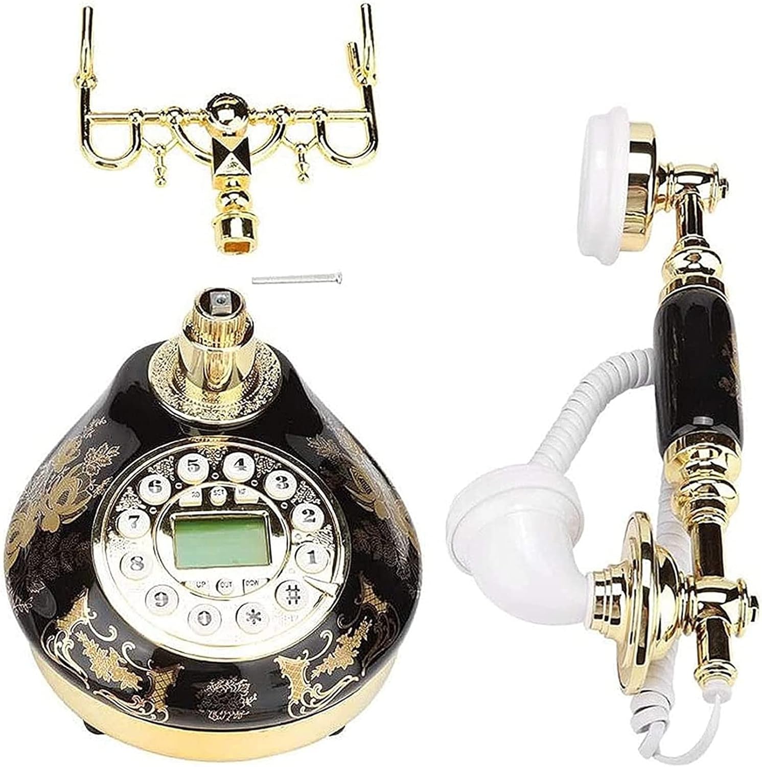 Phone Decor Pastoral Style Telephone Retro Ceramics Phones Decorative Desktop Landline Telephones for Home Office Hotel Decor - Black