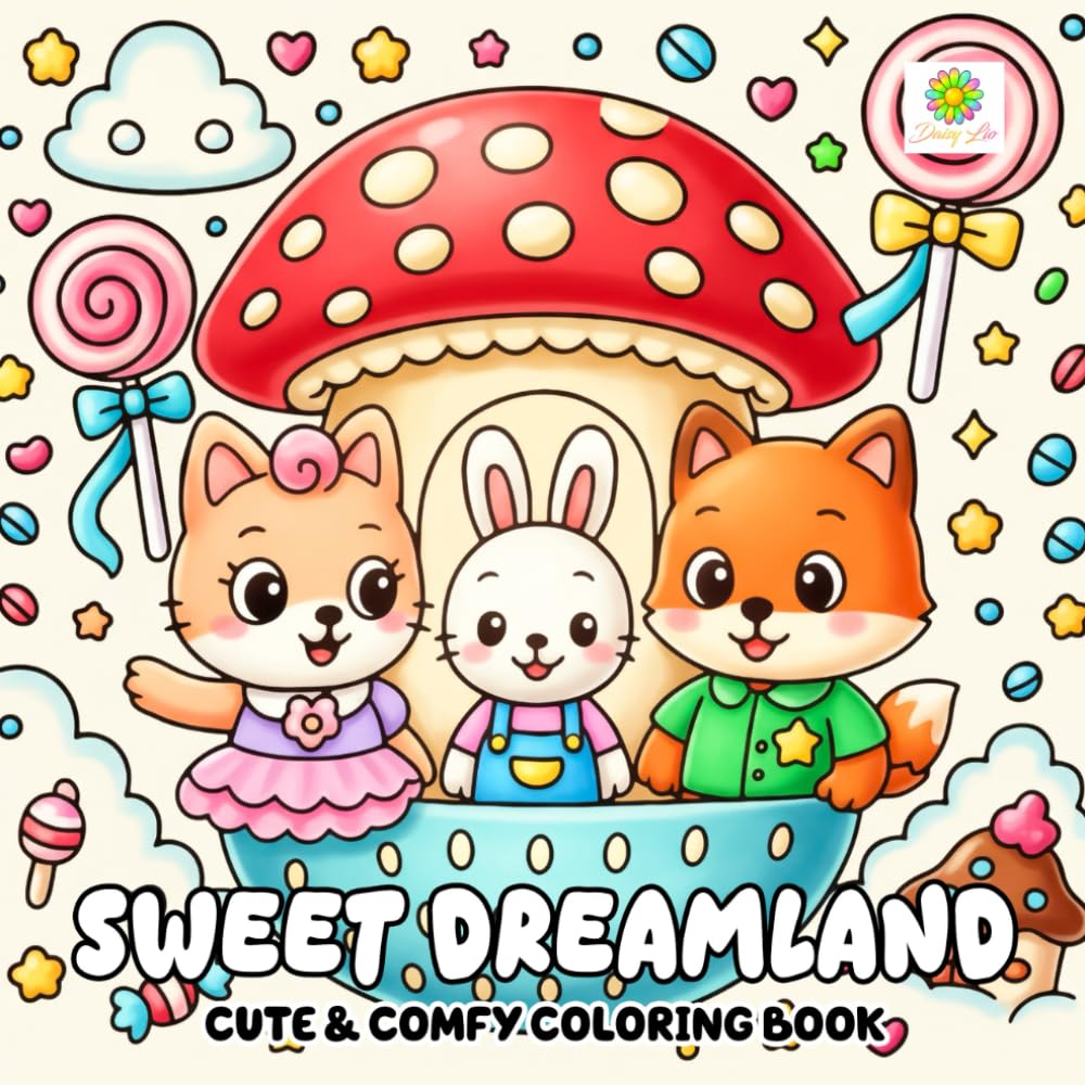 Sweet Dreamland Coloring Book: A Whimsical Bedtime Journey with Cute Animal Friends