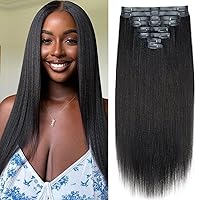 Vista 70 de Extensiones de cabello con clip de 12 pulgadas, rizado birmano, negro natural, extensiones de cabello con clip rizado birmano, cabello humano real