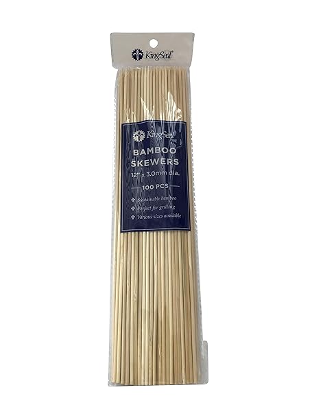 KingSeal Natural Bamboo Wood Skewers - 12 Inches, 16 Packs of 100/Pack for Shish Kebabs