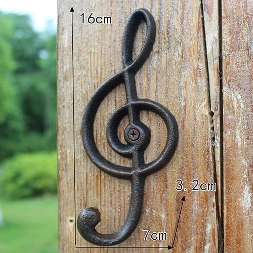Miniatura 2 de Paquete de 2 ganchos decorativos de pared, ganchos de pared de notas musicales, gancho individual de hierro fundido negro para el hogar, cocina, al
