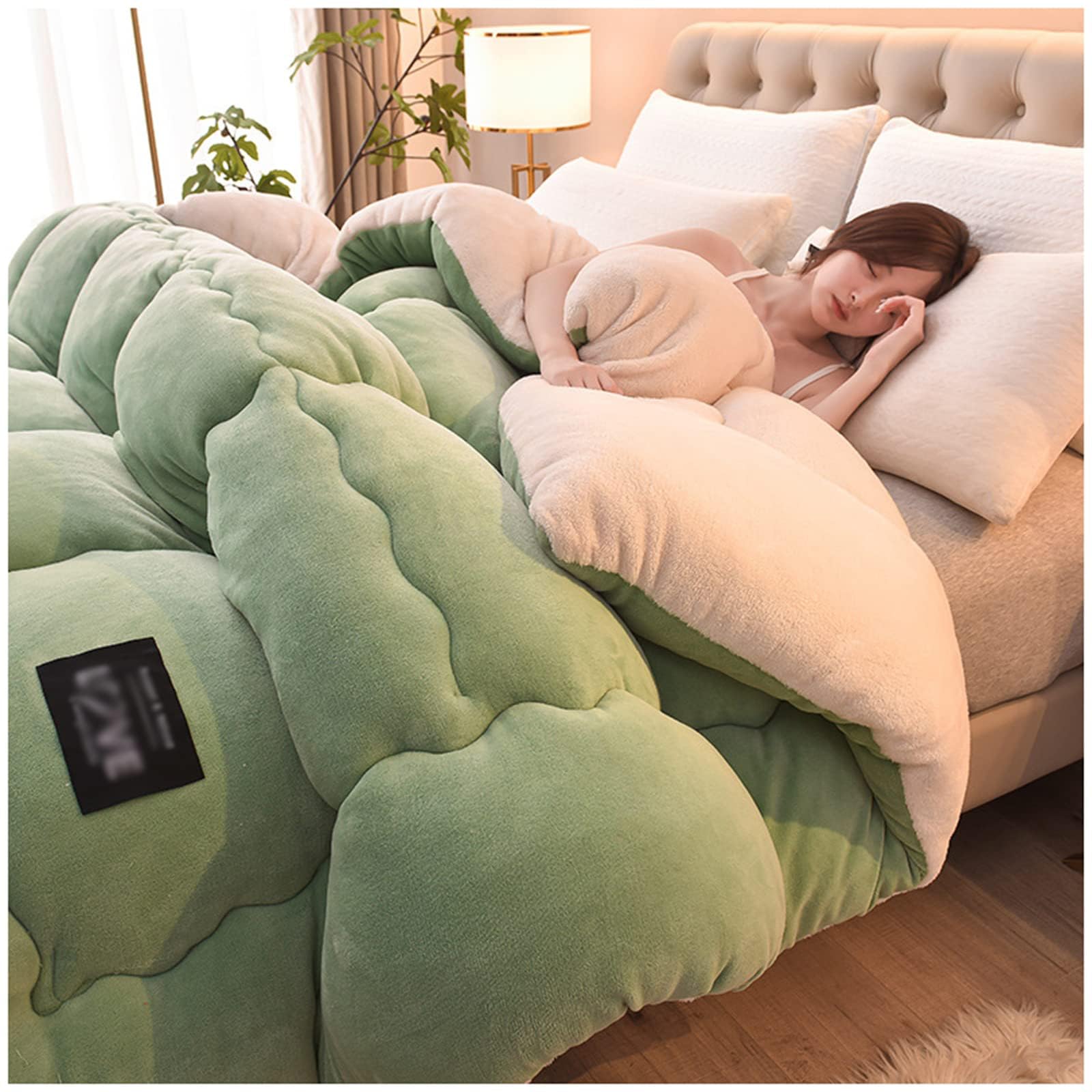 Zmin C Super Warm Lamb Quilt Winter Blanket Double-Sided Fleece Quilt Thickened Warm Plush Omforter Solid Olor Down Duvet, Machine Washable,,150X200cm(3.5Kg)