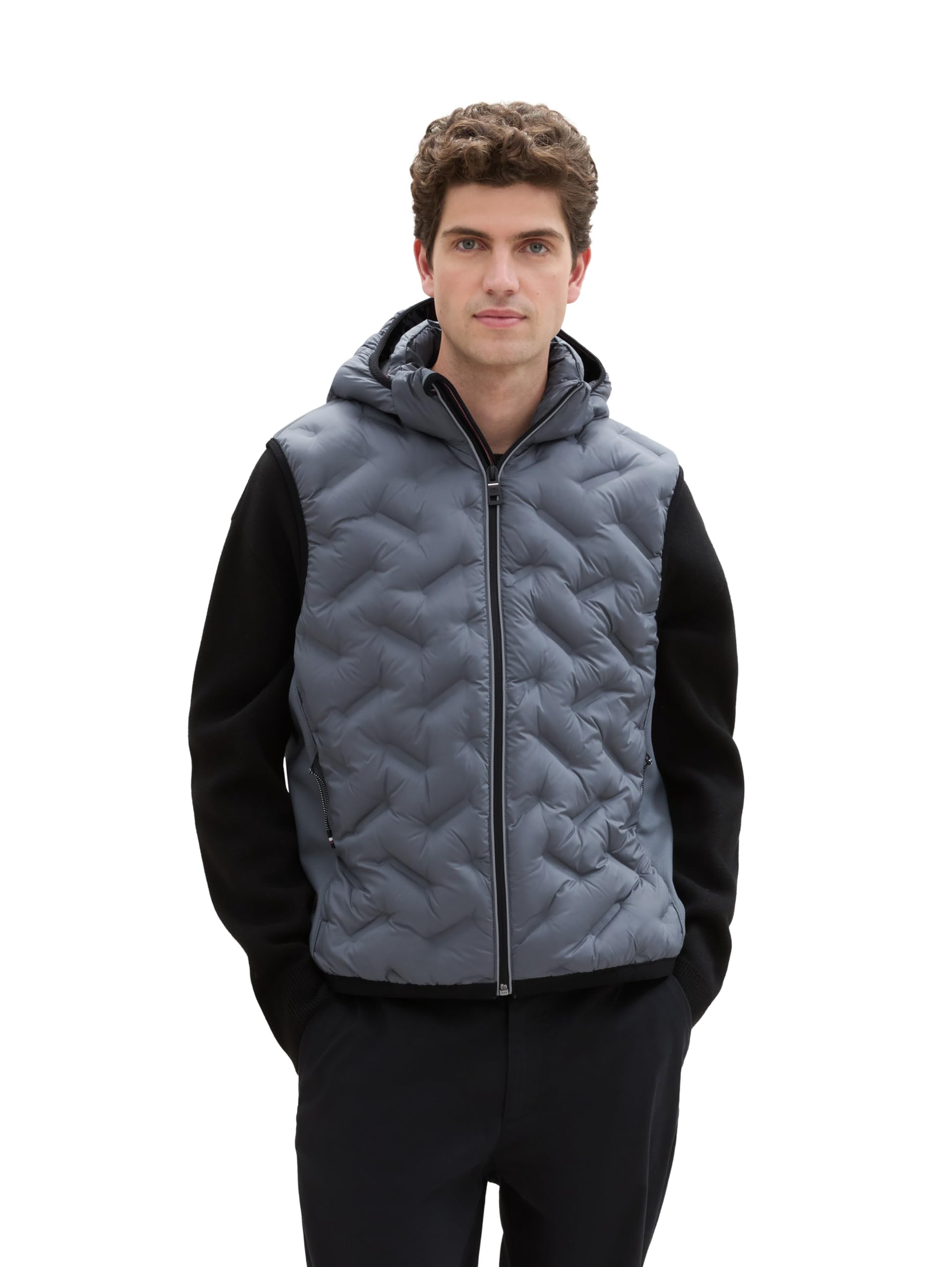 TOM TAILOR Herren 1041313 Hybrid Weste mit Kapuze (1er Pack)