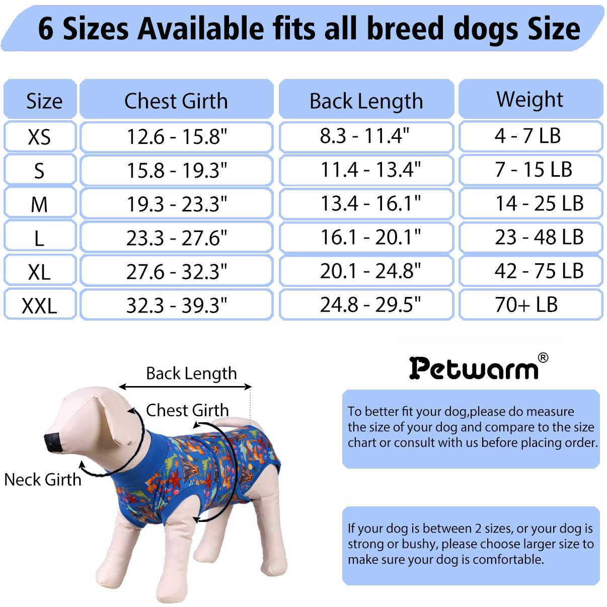 PetWarm Dog Protective Suit, Surgery Suit for Dogs Onesie for Dogs Anti-Licking Dog Surgical Recovery Pajamas - Image 2