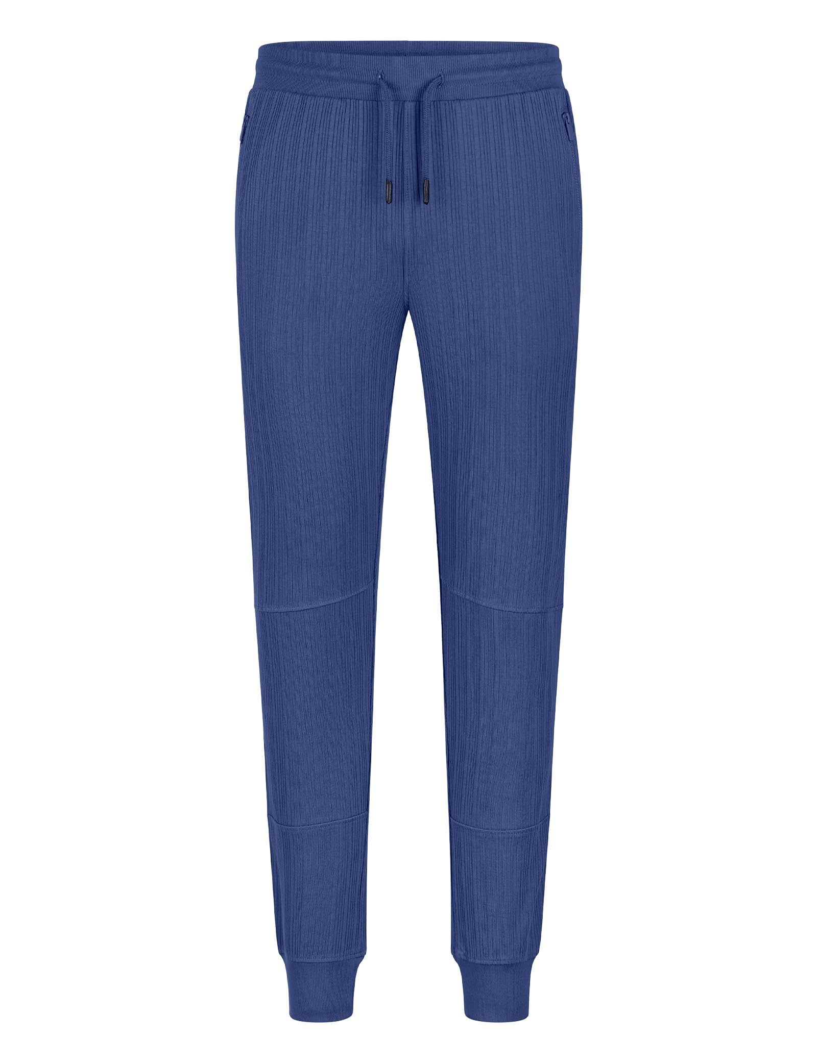 Pantalones deportivos ajustados de punto acanalado para hombre, con bolsillos con cremallera, cintura ajustable con cordón, tobillos con puños, informales, deportivos, gimnasio, pantalones