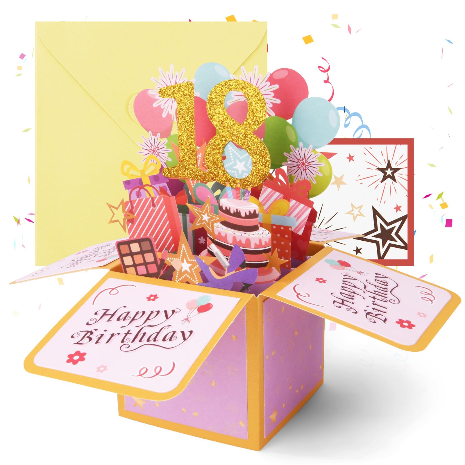 HOMANGA Happy 18th Birthday Pop Up Card, 18th Birthday Card With Note - View #8