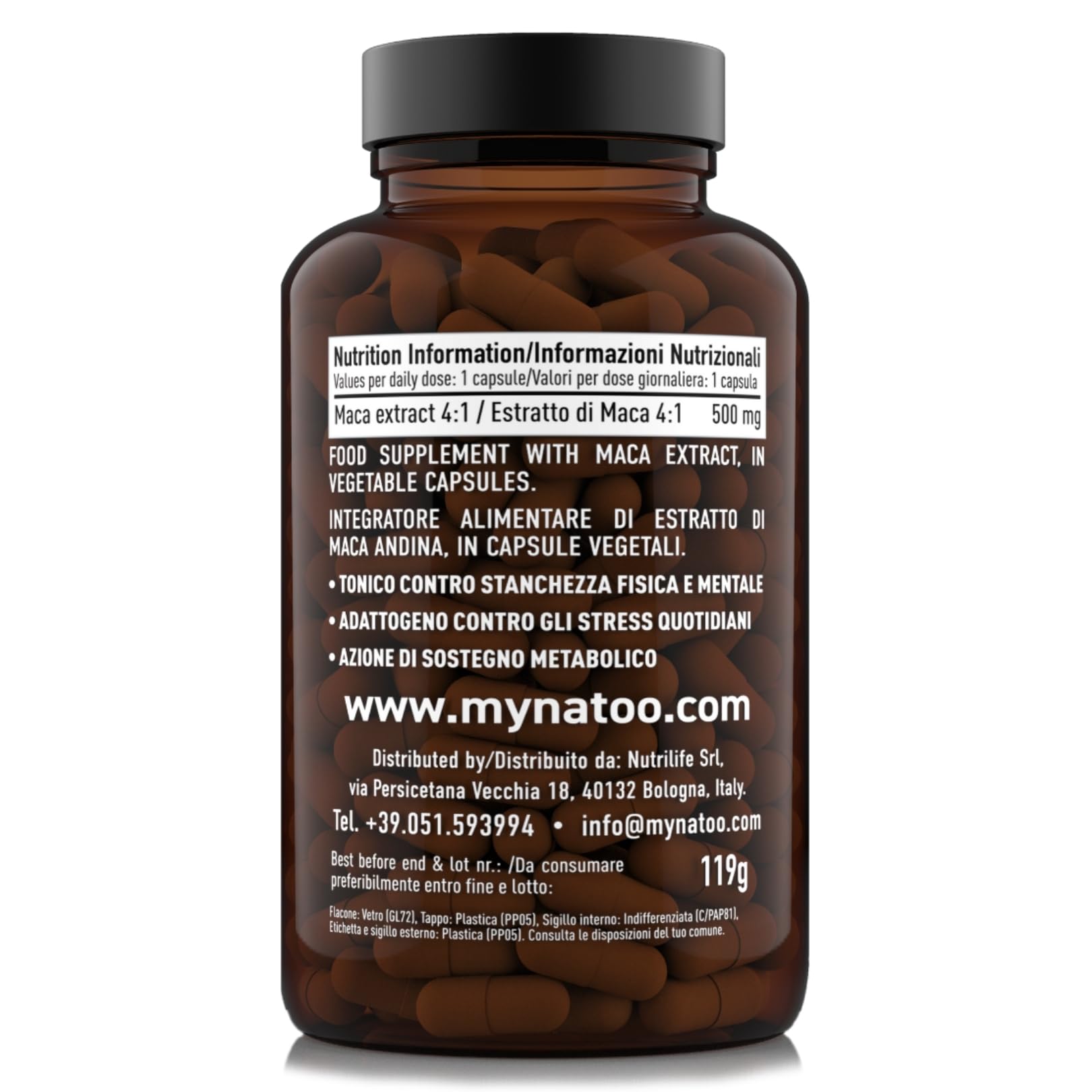 NÄTOO Essentials Maca 500mg 180 CPS Vegetali - Integratori Stanchezza con Maca Peruviana delle Ande (Ginseng Peruviano), Maca Forte con proprietà tonico adattogene, radice di Maca