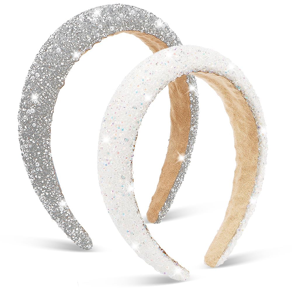 Urieo Cerchietto Sottile Con Strass Luccicanti - Fascia Per Capelli Vintage In Metallo, Accessorio Donna Per Matrimoni E Feste, Taglia Unica Regolabile - 2