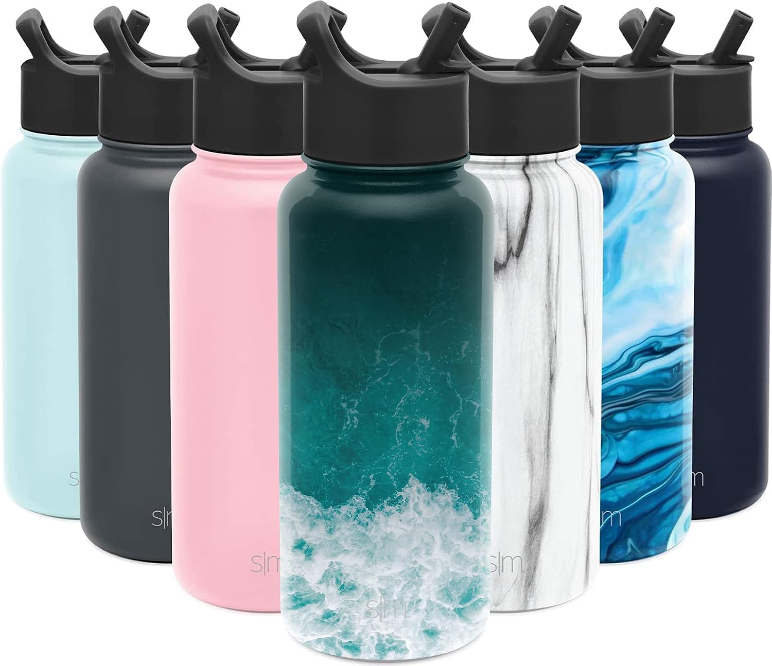 Simple Modern Water Bottle with Straw Lid Vacuum Insulated Stainless Steel Metal Thermos Bottles | Reusable Leak Proof BPA-Free Flask for Gym, Travel, Sports | Summit Collection | 32oz, Tidal Wave