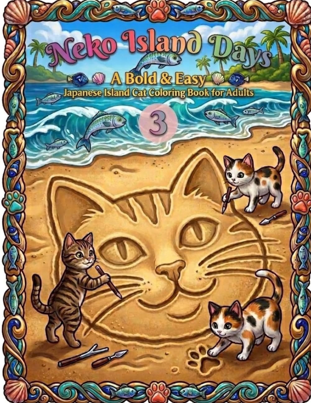 Neko Island Days Vol. 3: A Bold & Easy Japanese Island Cat Coloring Book for Adults