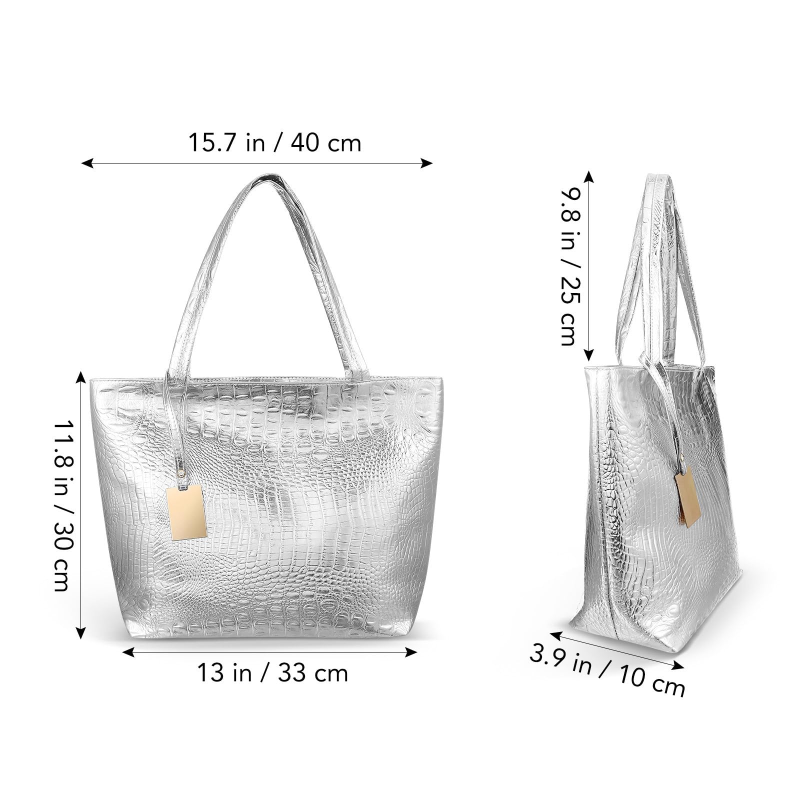 Bolso Tote Pequeño de Mujer Cremallera y Asas, Piel Sintética