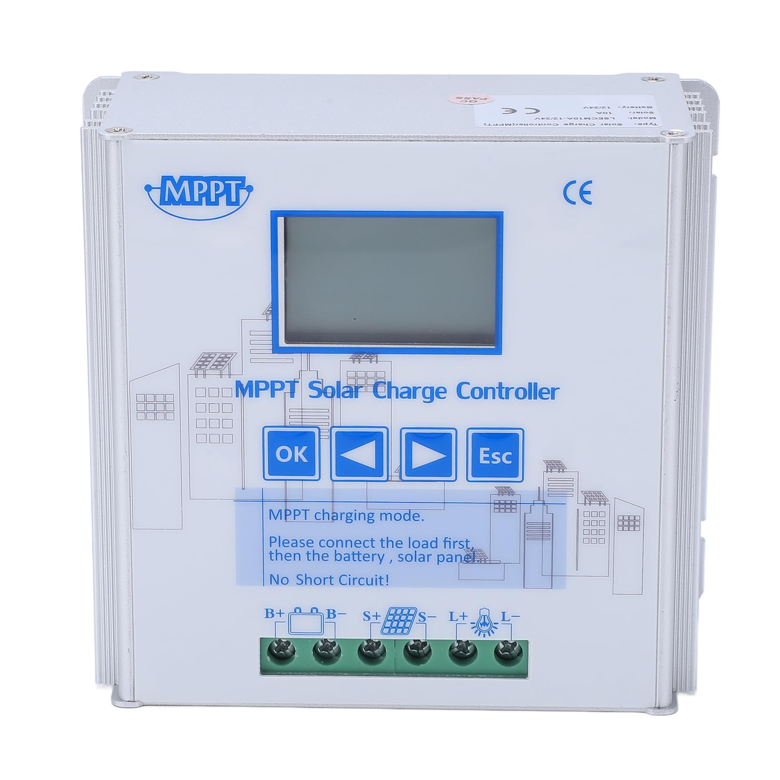 Controlador de Carga Solar, Controlador de Carga de Panel Solar MPPT 12 V 24 V 10 A para de Batería Fotovoltaica, Compatible con Litio y , para Sistemas Solares RV Barco Fuera de la Red