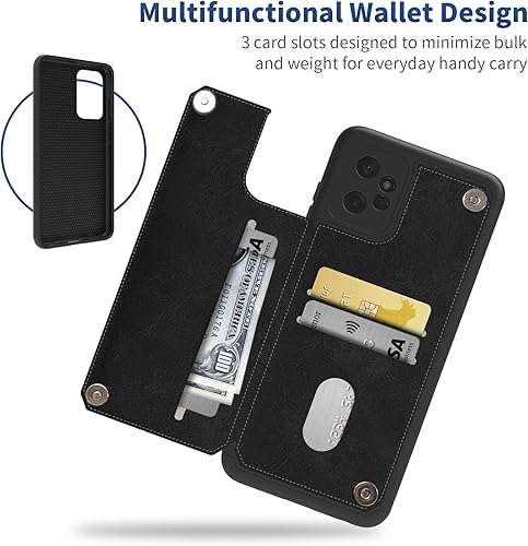 Miniatura 3 de Funda para Moto G Power 2023 de 6.5 pulgadas, soporte para tarjetas de crédito, ranuras para tarjetas de crédito, cubierta y policarbonato duro, a