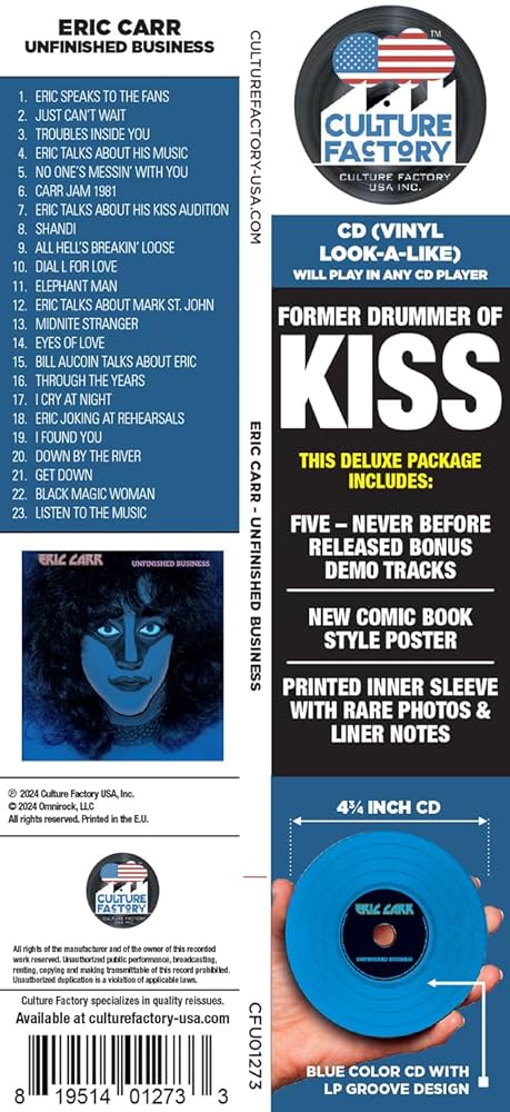 米LP Eric Carr Unfinished Business CFU01272 Culture Factory /00260 Eric Carr – Vinyl LP – Unfinished Business: The Deluxe