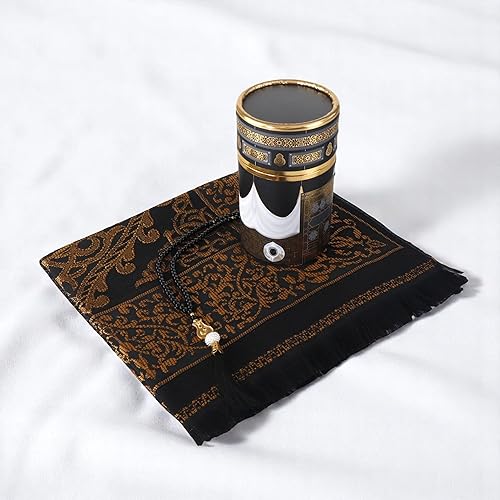 Miniatura 9 de Juego de alfombras y cuentas de oración musulmana de lujo, elegante caja de regalo cilíndrica, tapete suave de Janamaz Sajadah, juego de regalo