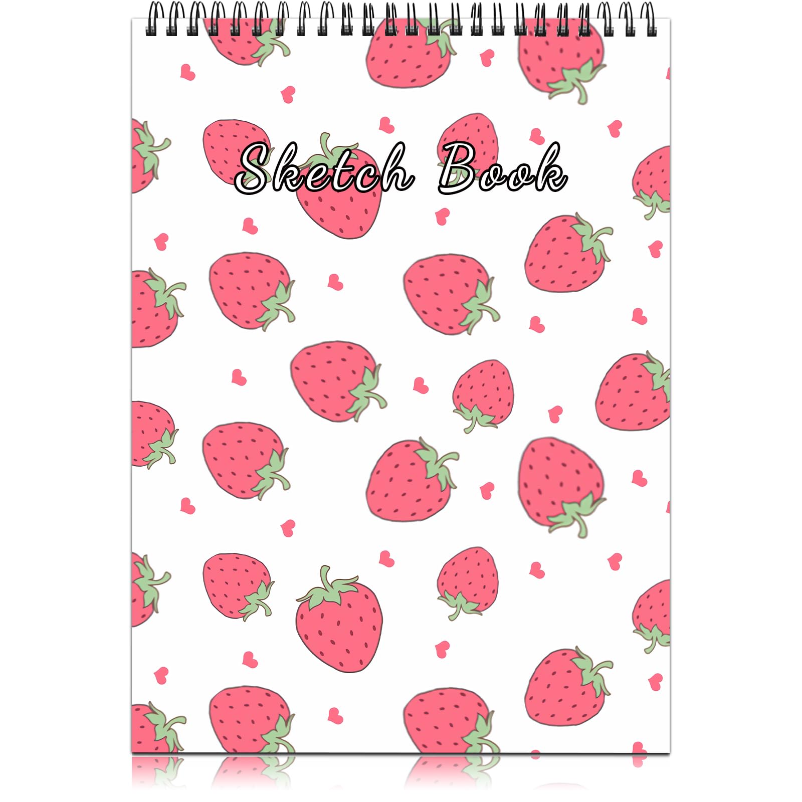 Deokke Women's E15-Strawberry Sketch Book Top Spiral Bound Sketch Pad,9X12 Inch,100Gsm Thick Paper,50 Sheets 100 Pages,Art Sketchbook Artistic Drawing Writing Paper,For Beginners Artists (E15-Strawberry)