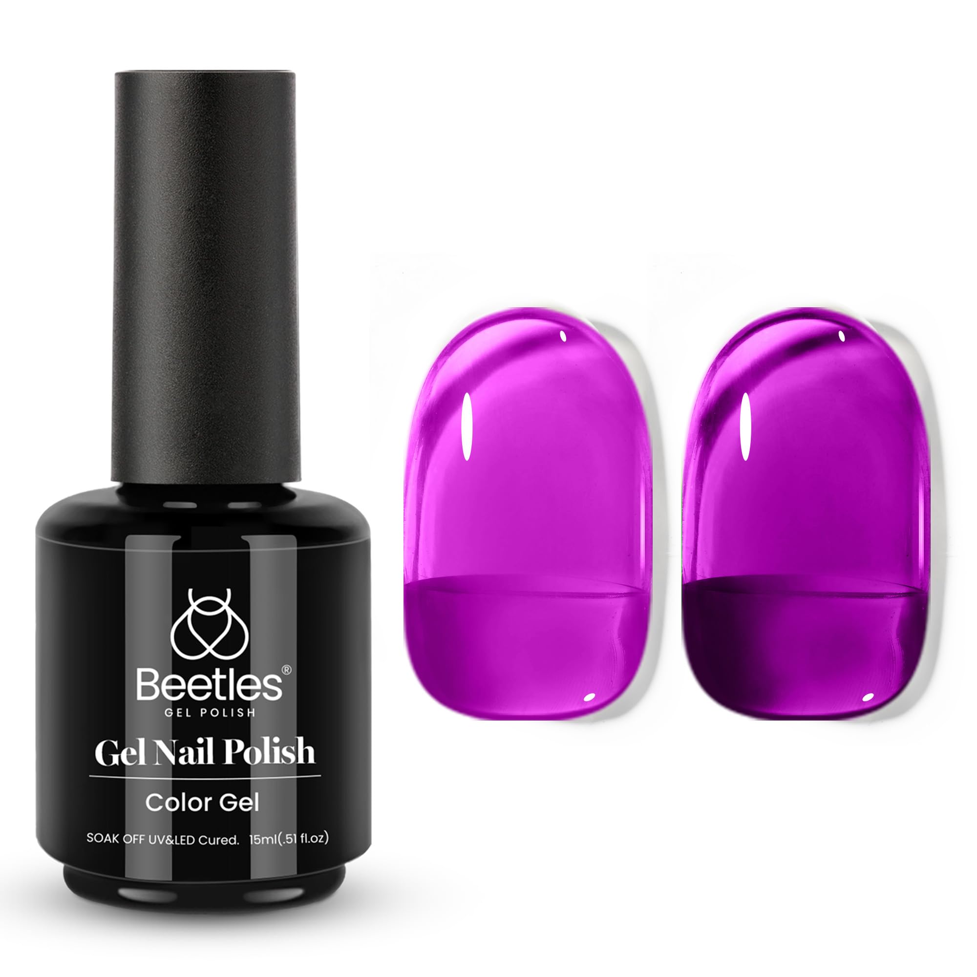 beetles Purple Jelly Gel Nail Polish, Violet Night Dream, 2x15ml (0.5 Fl Oz Each) | Sheer Translucent Effect - main product image