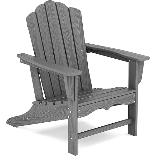 KINGYES HDPE Adirondack Chair, Classic Oversize Adirondack Chair, Grey