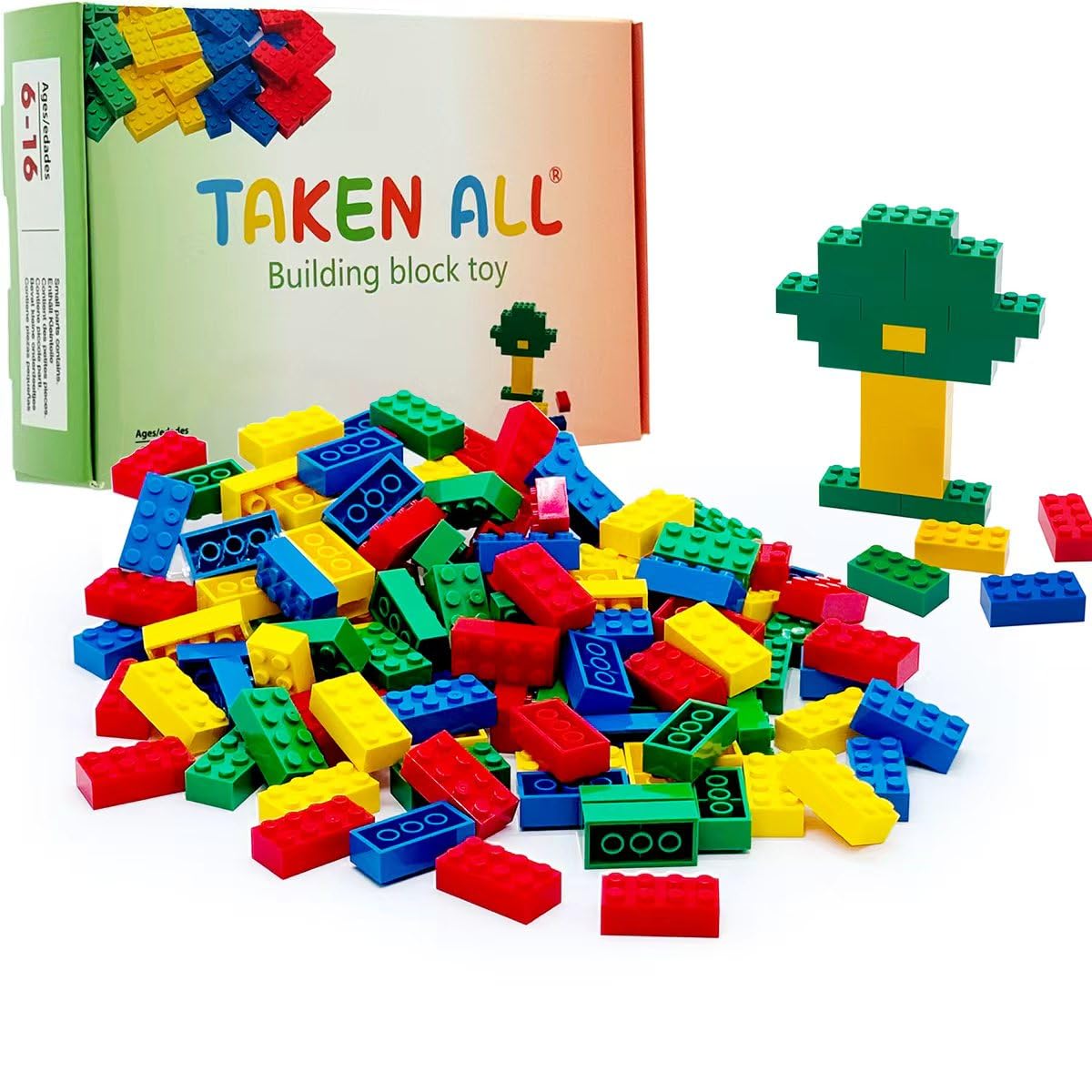 120Pieces Classic Building Bricks Blocks Toy Set 2x4 MOC Building Basic Bricks Parts and Pieces Compatible with Major Brands Construction Toys for Kids 6 yr+ (Red, Yellow, Blue, Green)