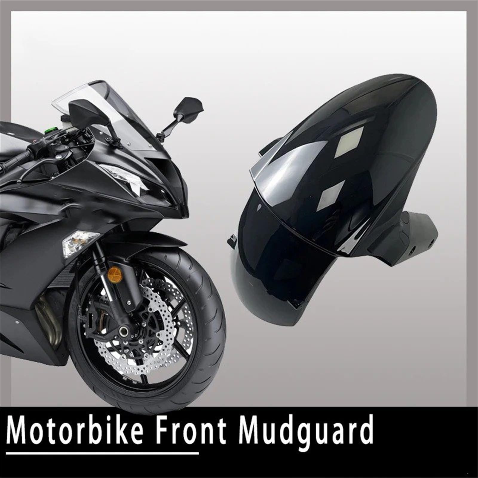 Garde-Boue De Moto pour Kawasaki pour Ninja 636 ZX-6R 2009-2018 ZX-10R 2011-2015 Z800 2013-2016 Z1000 Z1000SX 2010-2016 Garde-Boue Avant Moto(Glossy Black)