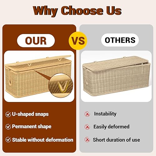 Miniatura 2 de Caja de organización de cables, organizador de regleta de alimentación con cubierta bloqueada, organizador de cables de ratán hecho a mano,