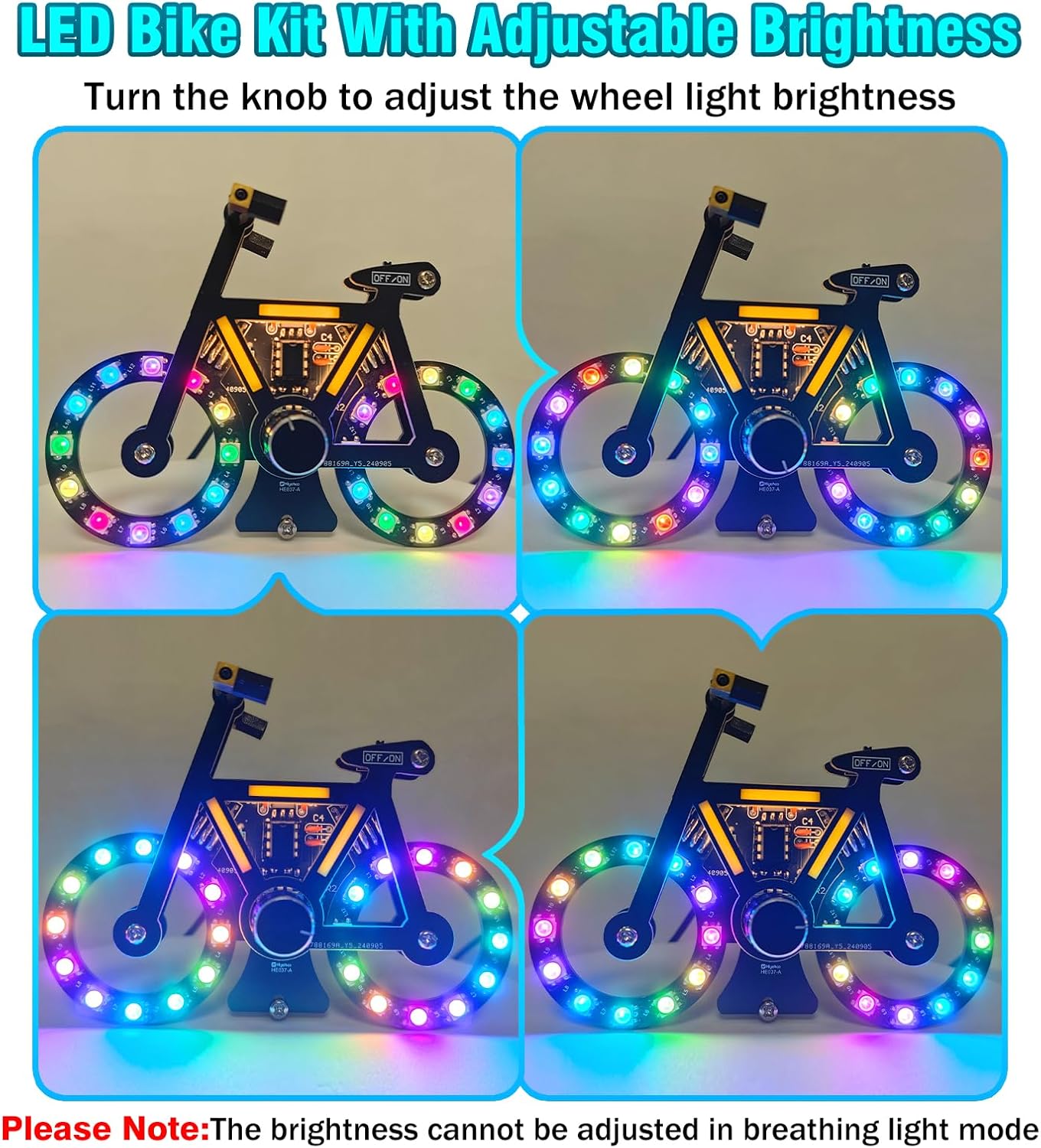 LED Bike Soldering Practice Kit, ICSTATION Knob Control Bicycle Soldering Project With 5 Lighting Modes DIY Bike Kit With LED Filament Brightness Adjustable for Education Birthday Day Present