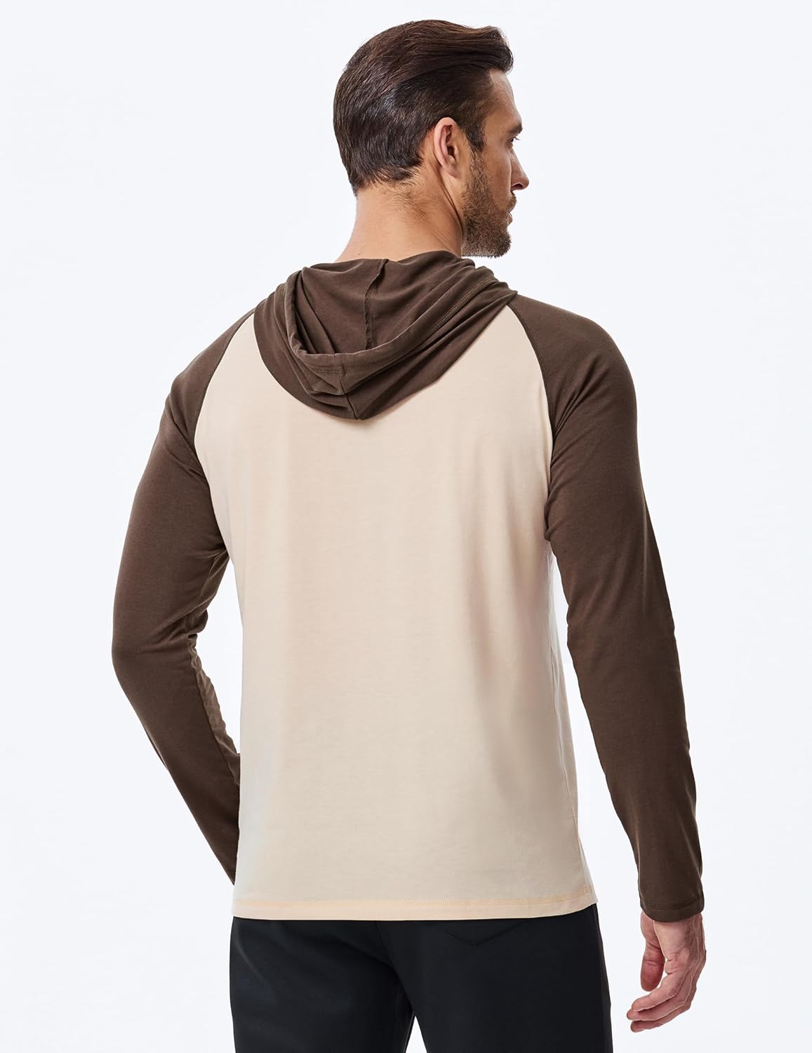 Men's Casual Sweatshirts Fall Hooded Long Sleeve Shirts Drawstring Color Block Pullover Hoodies - Image 3