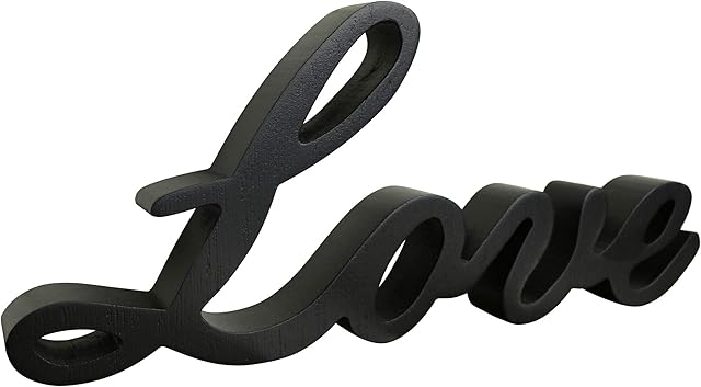 CVHOMEDECO. Black Wooden Words Sign Free Standing "Love" Desk/Shelf/Home Wall/Office Decoration Art, 10.25 x 4.5 x 1 Inch