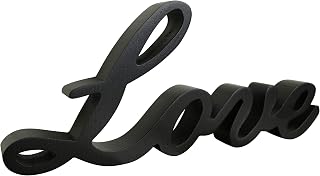 CVHOMEDECO. Black Wooden Words Sign Free Standing Love Desk/Shelf/Home Wall/Office Decoration Art, 10-1/4 x 4-1/2 x 1 Inch