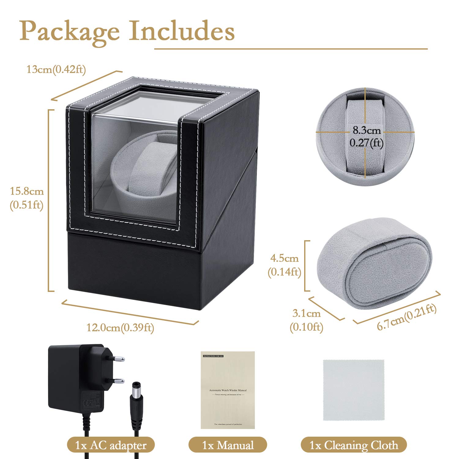 Mcbazel Watch Winder Boîte de Remontoir de Montre Automatique PU Cuir Simple Affichage de Montre Automatique Stockage de Montre Ecrins pour Montres Automatiques Moteur Silencieux Accessoires Montres