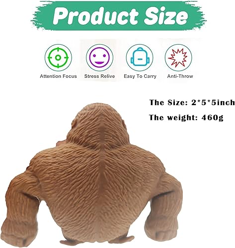 Miniatura 4 de Figura de juguete de mono para niños y adultos, descomprime y estira el gorila del estrés, juguete para aliviar el estrés para niños y adultos,