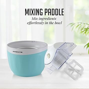 OVENTE Electric Ice Cream Maker with Easy-Lock Lid, 1QT Freezer Bowl for Healthy & Homemade Frozen Yogurt, Sorbet and Gelato, Mini Kitchen Appliance Ideal for Summer Desserts for Kids, Blue ICM110BL