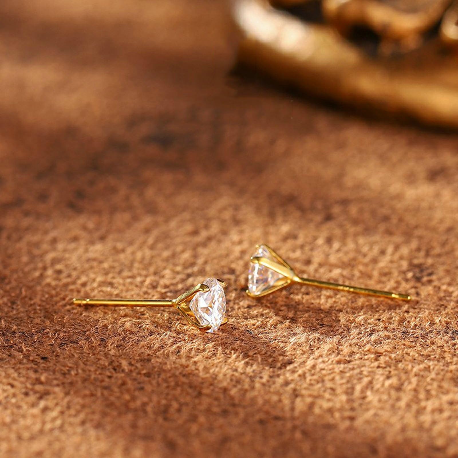 Kolczyki z żółtego złota 18 K, okrągły pierścionek z diamentami 0,5 ct, kolczyki z żółtego złota w stylu vintage, 18 K, modna biżuteria na urodziny
